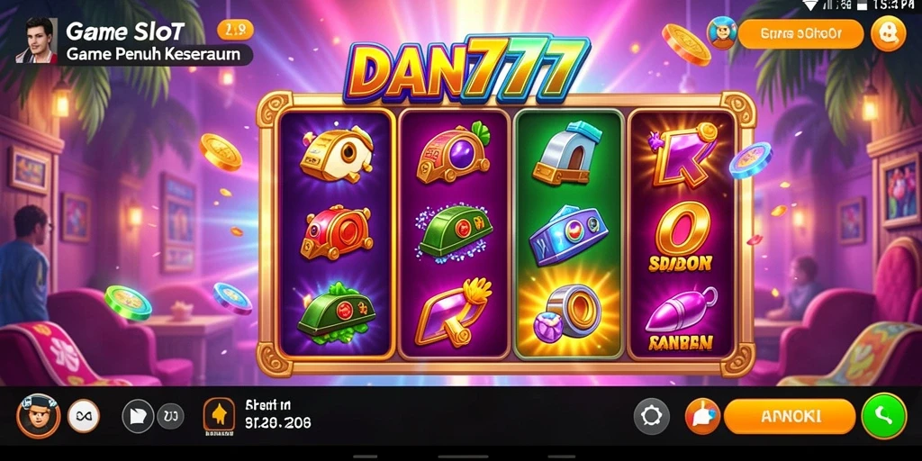 Screenshot menunjukkan gameplay slot yang menarik dan penuh warna.