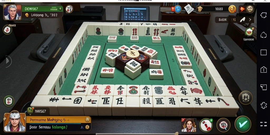 Tampilan gameplay DEWI567 yang menawan dengan ubin Mahjong.