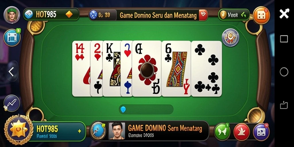 Screenshot gameplay utama HOT985 menampilkan serunya bermain Domino.
