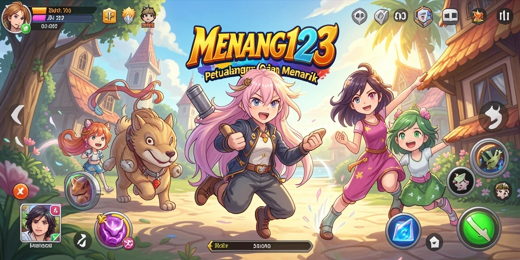 Tampilan gameplay Anime yang menggugah semangat dan penuh warna dalam MENANG123.