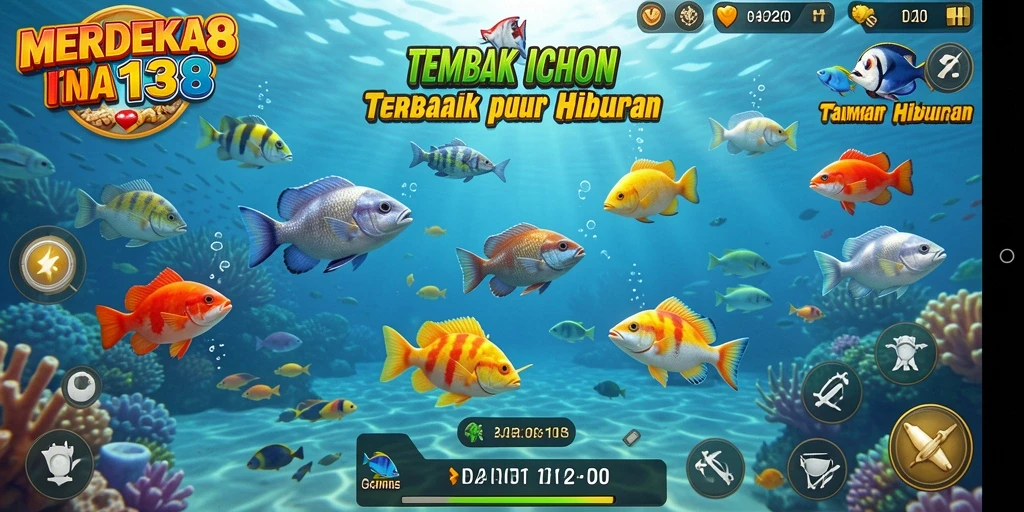 Screenshot utama MERDEKA138 menampilkan gameplay Tembak Ikan yang mendebarkan.