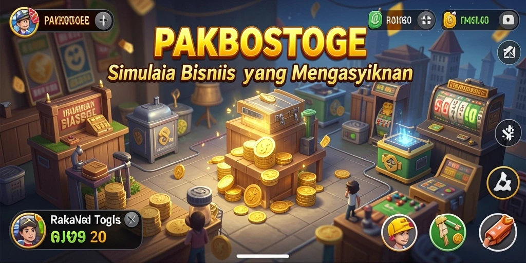 Tampilan gameplay PAKBOSTOGEL dengan elemen manajemen bisnis yang menarik.