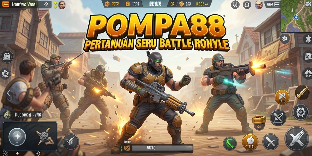 Screenshot POMPA88 menampilkan aksi pertarungan Battle Royale yang mendebarkan.