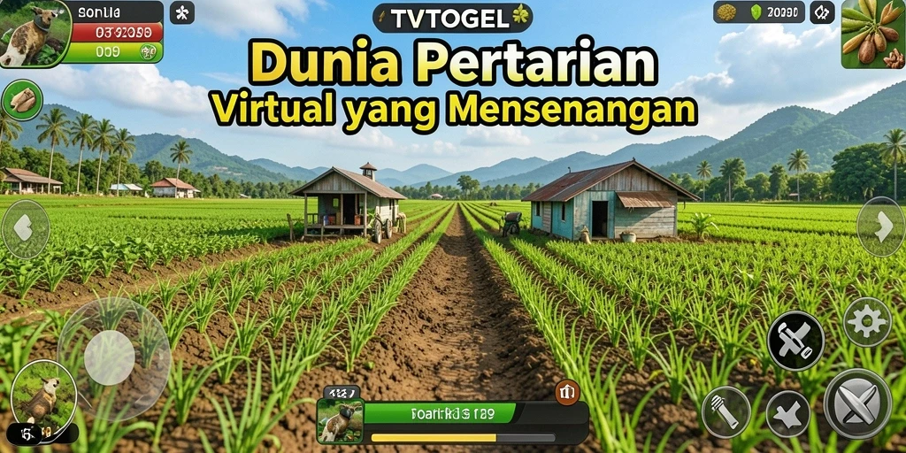 Tampilan gameplay <strong>TVTOGEL</strong> dengan kebun yang subur dan indah.