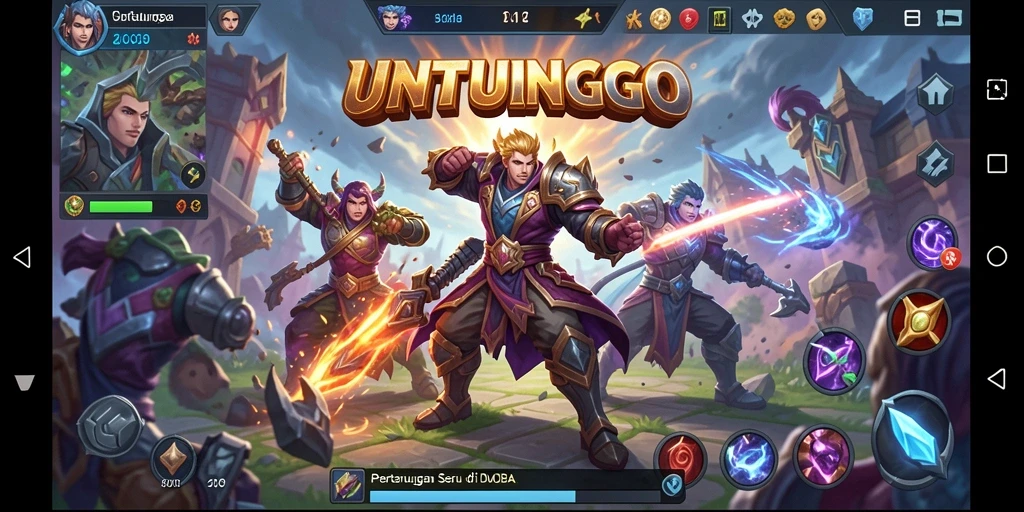Screenshot gameplay UNTUNGGO yang menampilkan pertarungan seru.