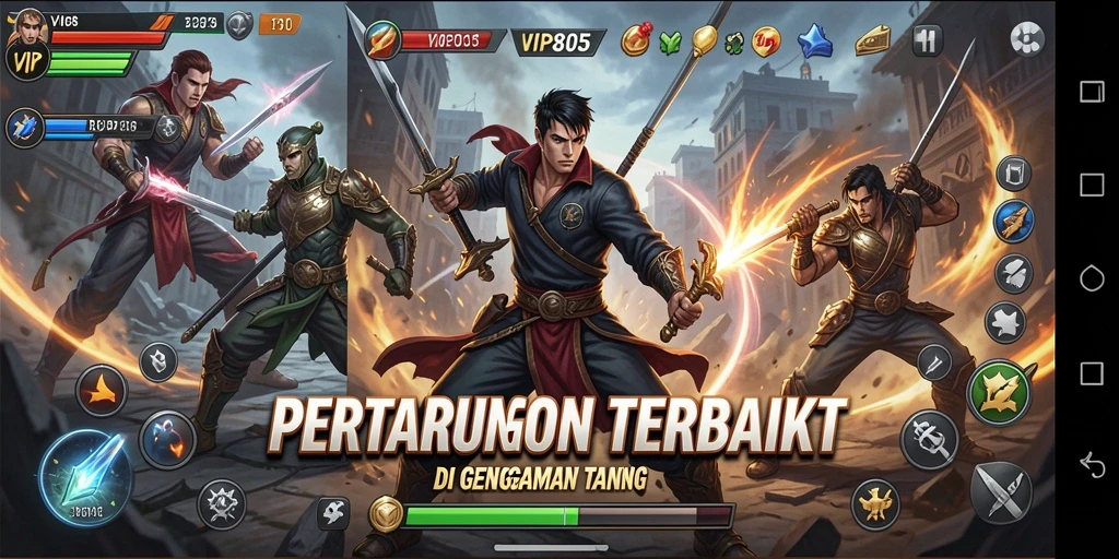 Tampilan gameplay yang mendebarkan di VIP805 dengan aksi pertarungan seru.